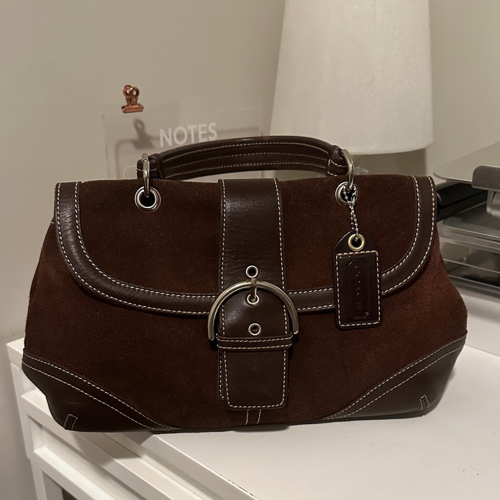 Coach Dark Brown Leather and Suede Briefcase